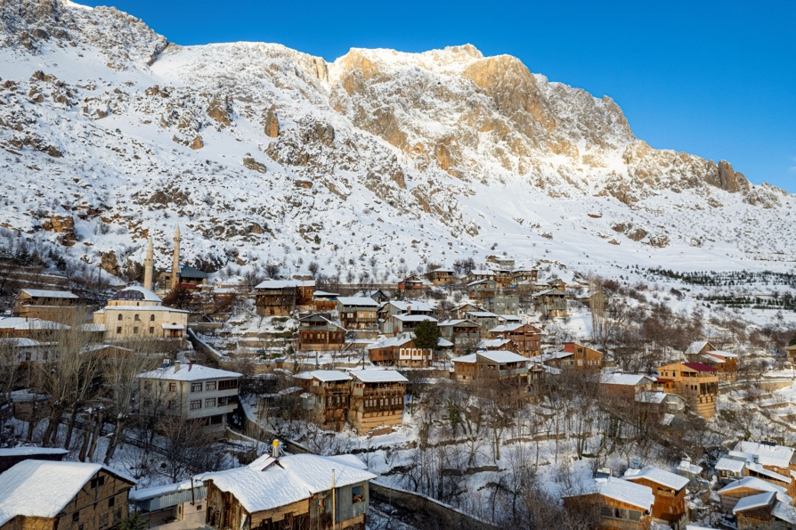 山上有许多雪